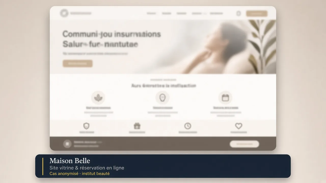 Rendu flouté d'un site institut avec réservation